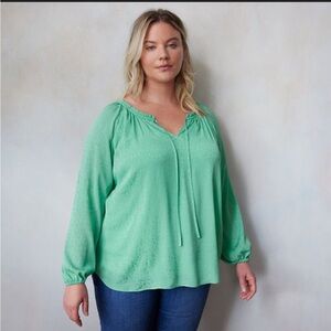 LC Lauren Conrad Tie Front Green Women's Top-Size XL